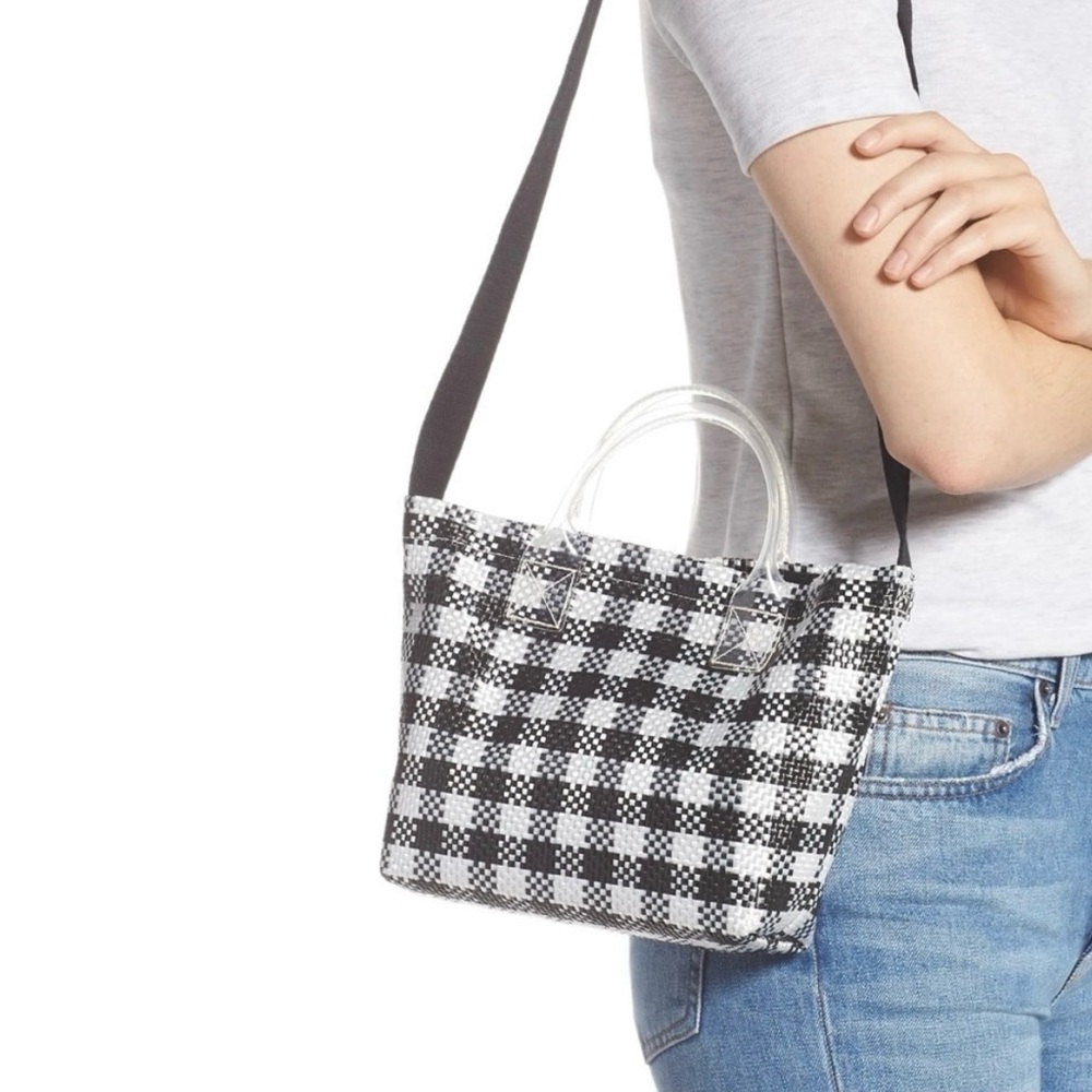 NWT Madewell Checkered Black / White The Small Beach Tote Bag